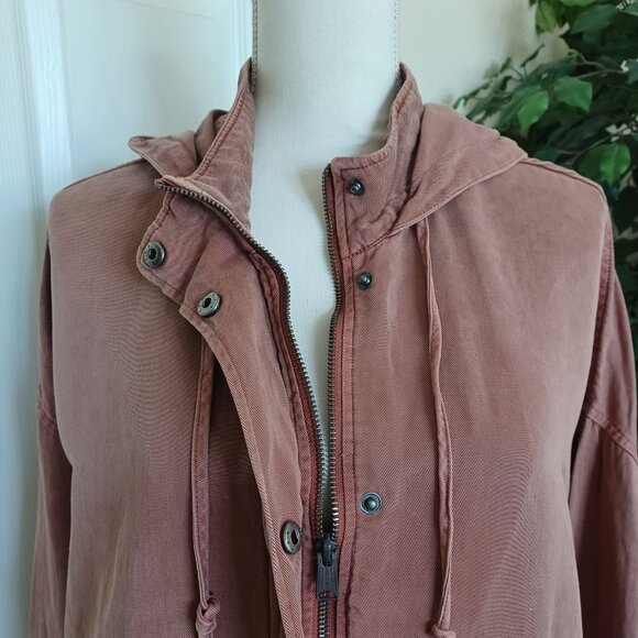 Lucky Brand Utility Anorak Hooded Linen Blend Jacket Size Large - Picture 5 of 9